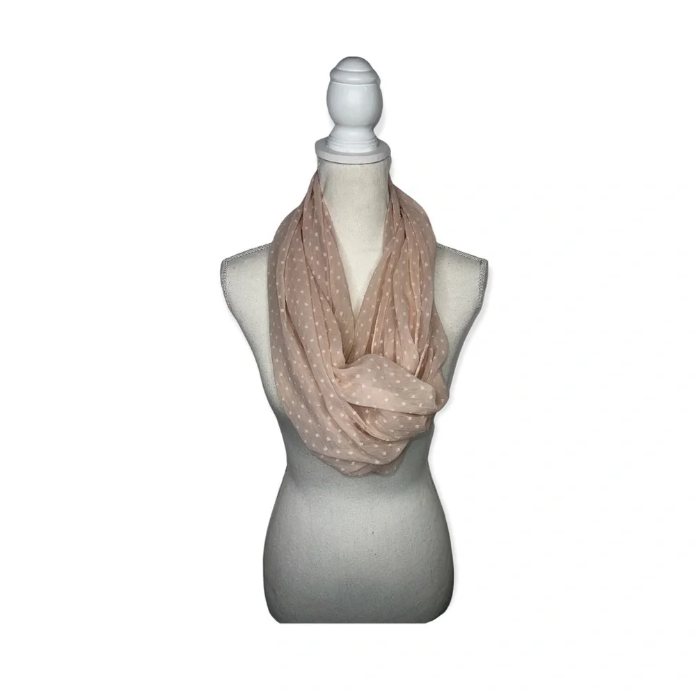 CEJON Light Pink Infinity Scarf with Embroidered Dots